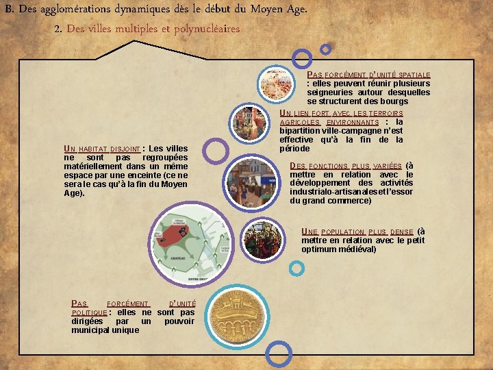 B. Des agglomérations dynamiques dès le début du Moyen Age. 2. Des villes multiples