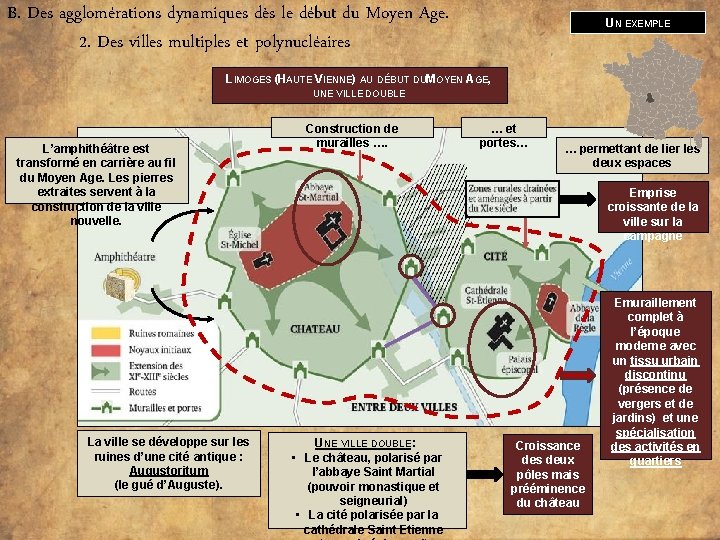 B. Des agglomérations dynamiques dès le début du Moyen Age. 2. Des villes multiples