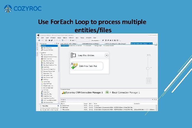 Use For. Each Loop to process multiple entities/files 