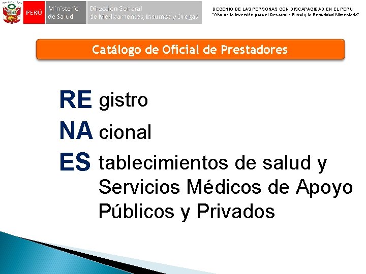 DECENIO DE LAS PERSONAS CON DISCAPACIDAD EN EL PERÚ “Año de la Inversión para