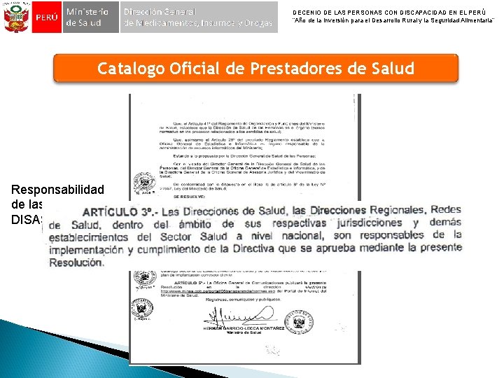 DECENIO DE LAS PERSONAS CON DISCAPACIDAD EN EL PERÚ “Año de la Inversión para