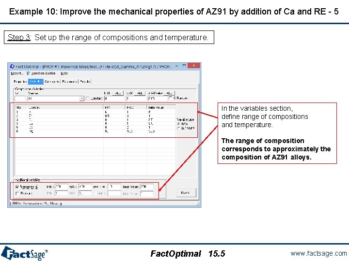 Example 10: Improve the mechanical properties of AZ 91 by addition of Ca and