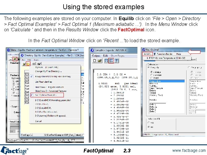 Using the stored examples The following examples are stored on your computer. In Equilib