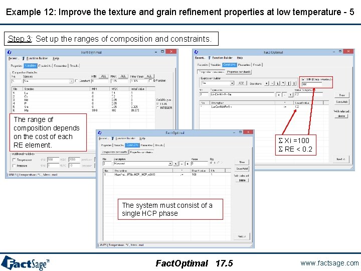 Example 12: Improve the texture and grain refinement properties at low temperature - 5