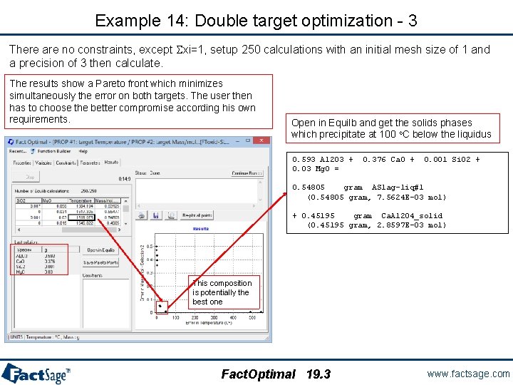 Example 14: Double target optimization - 3 There are no constraints, except Sxi=1, setup