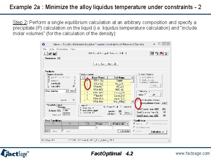 Example 2 a : Minimize the alloy liquidus temperature under constraints - 2 Step