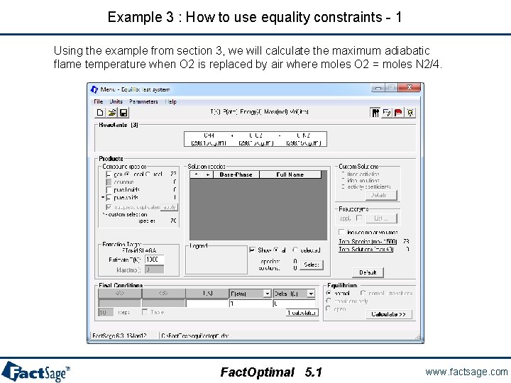 Example 3 : How to use equality constraints - 1 Using the example from