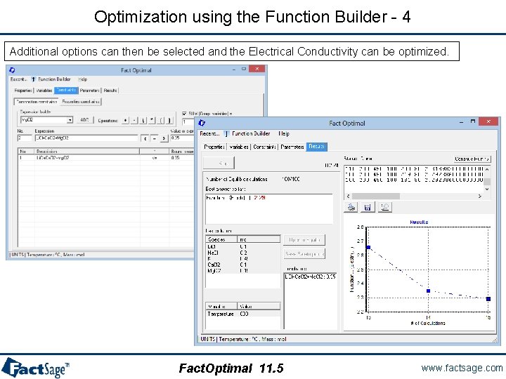 Optimization using the Function Builder - 4 Additional options can then be selected and