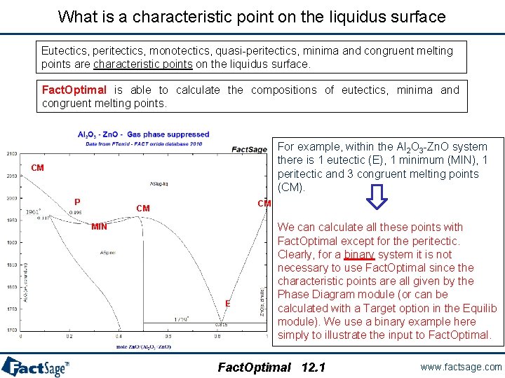What is a characteristic point on the liquidus surface Eutectics, peritectics, monotectics, quasi-peritectics, minima