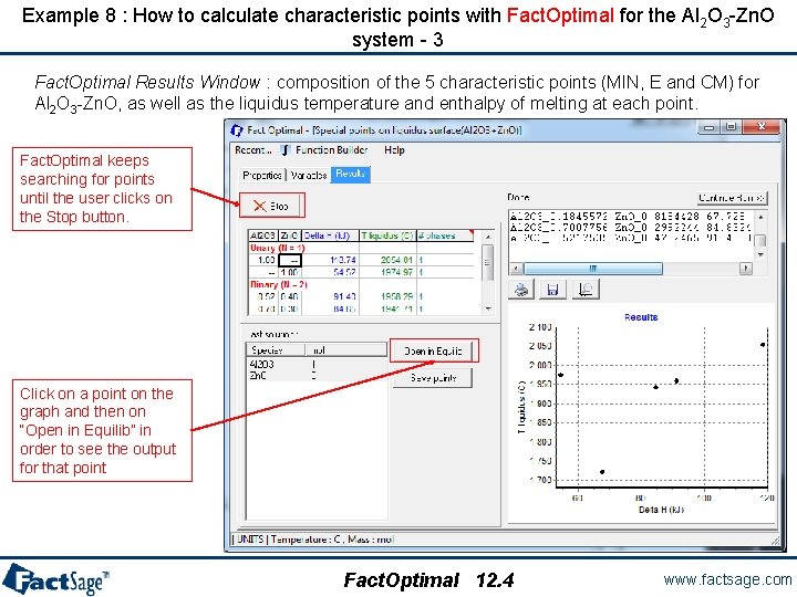 Example 8 : How to calculate characteristic points with Fact. Optimal for the Al