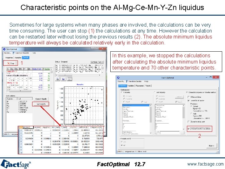 Characteristic points on the Al-Mg-Ce-Mn-Y-Zn liquidus Sometimes for large systems when many phases are