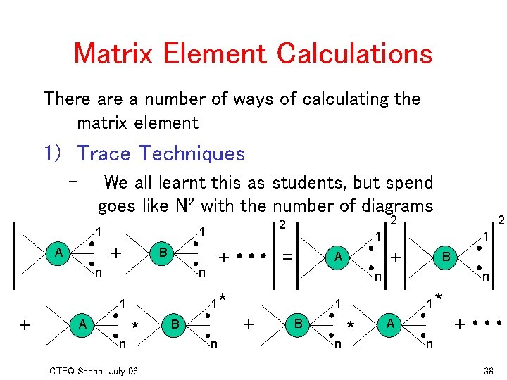 Matrix Element Calculations There a number of ways of calculating the matrix element 1)