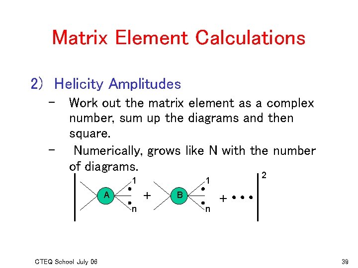 Matrix Element Calculations 2) Helicity Amplitudes – Work out the matrix element as a