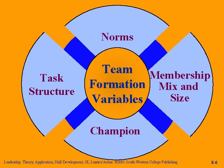 Norms Task Structure Team Membership Formation Mix and Size Variables Champion Leadership: Theory, Application,