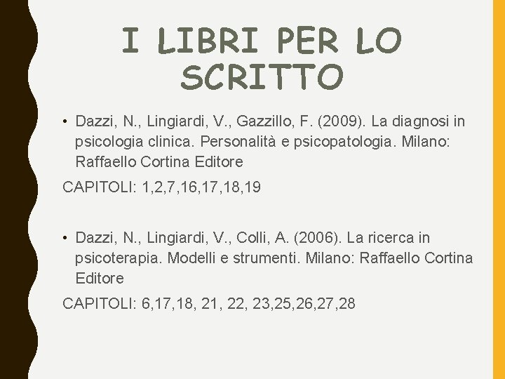 I LIBRI PER LO SCRITTO • Dazzi, N. , Lingiardi, V. , Gazzillo, F.