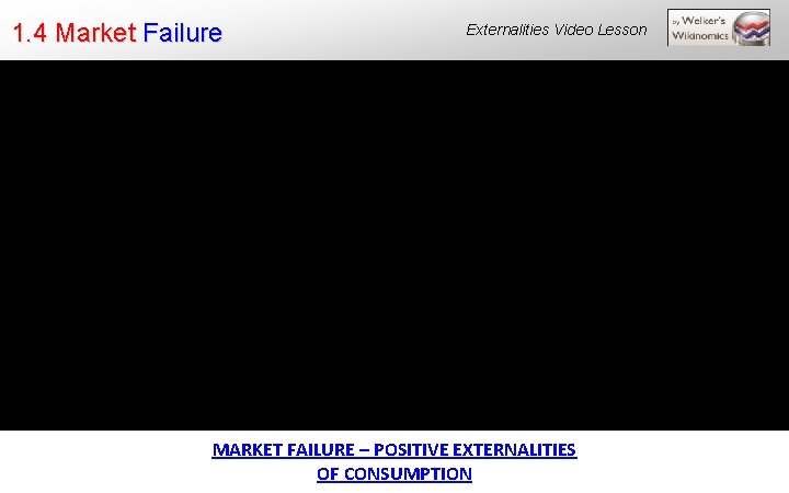 1. 4 Market Failure Externalities Video Lesson MARKET FAILURE – POSITIVE EXTERNALITIES OF CONSUMPTION