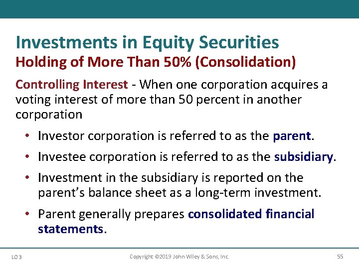 Investments in Equity Securities Holding of More Than 50% (Consolidation) Controlling Interest - When