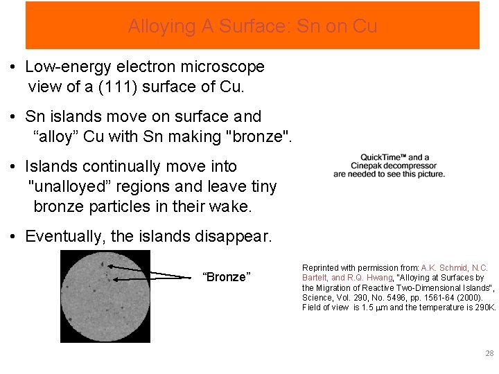 Alloying A Surface: Sn on Cu • Low-energy electron microscope view of a (111)