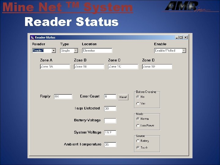 Mine Net TM System Reader Status 