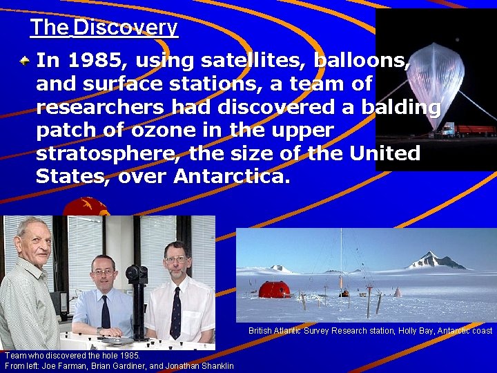 The Discovery In 1985, using satellites, balloons, and surface stations, a team of researchers