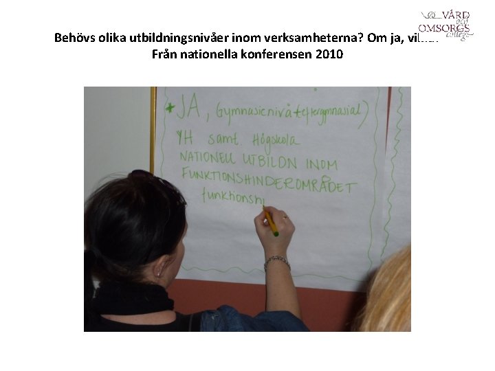 Behövs olika utbildningsnivåer inom verksamheterna? Om ja, vilka? Från nationella konferensen 2010 