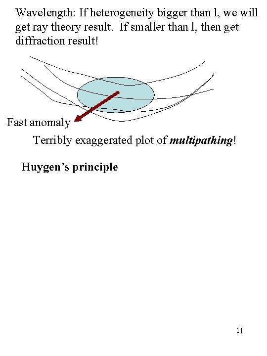 Wavelength: If heterogeneity bigger than l, we will get ray theory result. If smaller