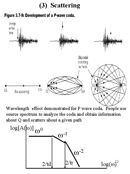 (3) Scattering Wavelength effect demonstrated for P wave coda. People use source spectrum to
