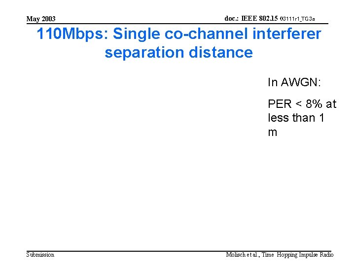 May 2003 doc. : IEEE 802. 15 03111 r 1_TG 3 a 110 Mbps: