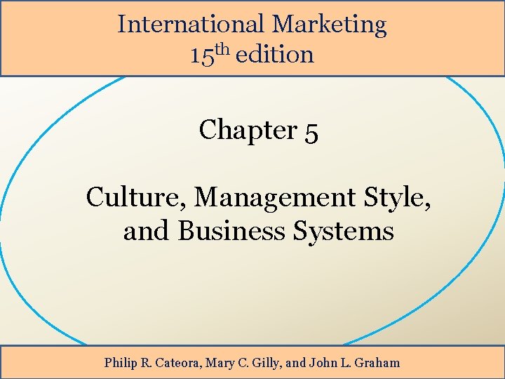 International Marketing 15 th edition Chapter 5 Culture, Management Style, and Business Systems Philip International Marketing 15 th edition Chapter 5 Culture, Management Style, and Business Systems Philip