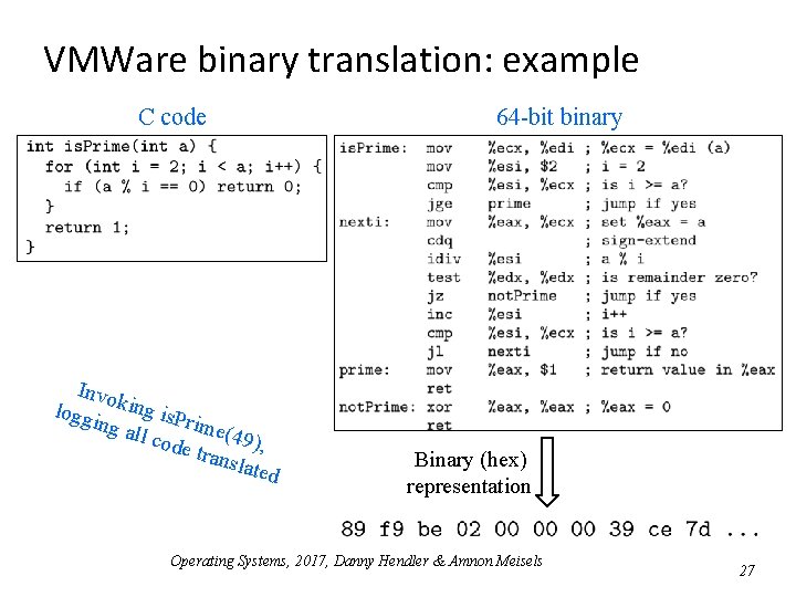 VMWare binary translation: example C code Invo logg king is. P ing a r VMWare binary translation: example C code Invo logg king is. P ing a r