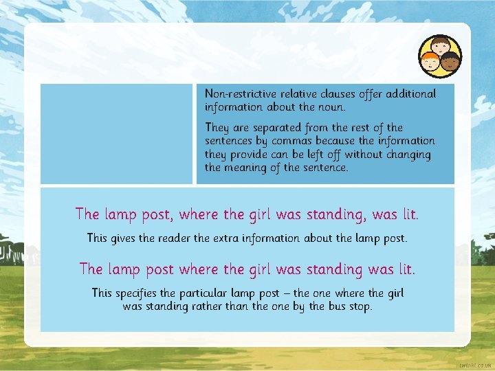 Non restrictive relative clauses offer additional information about the noun. They are separated from