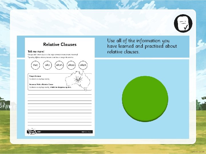 Use all of the information you have learned and practised about relative clauses. 