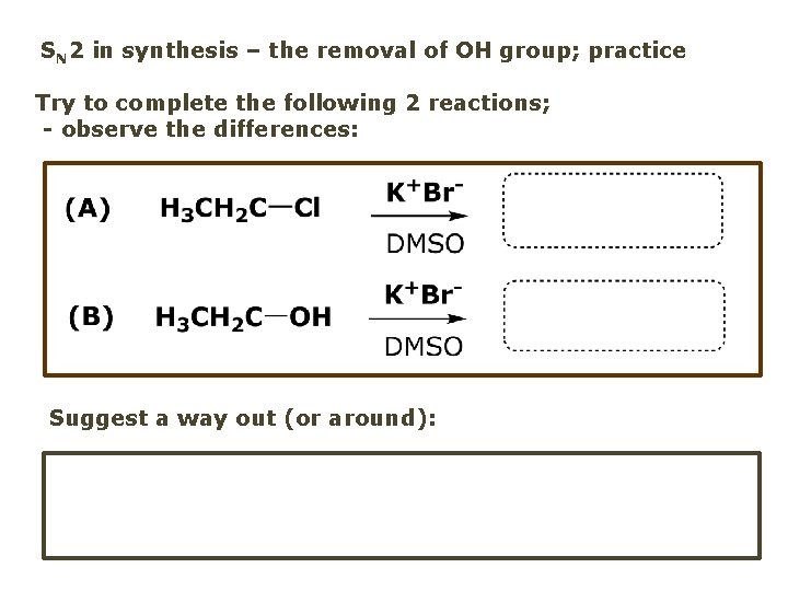 SN 2 in synthesis – the removal of OH group; practice Try to complete