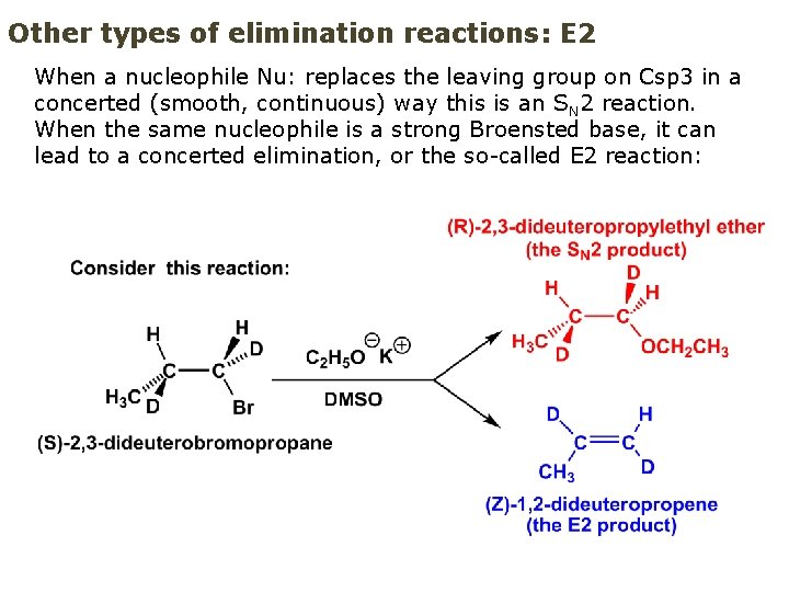 Other types of elimination reactions: E 2 When a nucleophile Nu: replaces the leaving