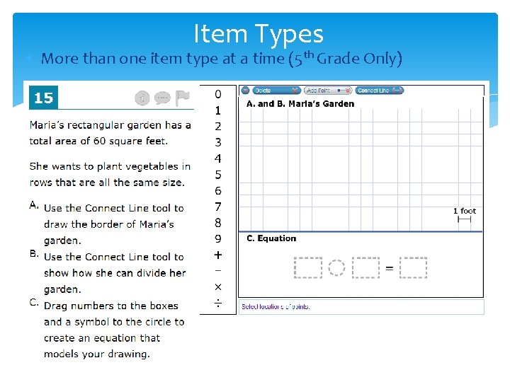 Item Types More than one item type at a time (5 th Grade Only)