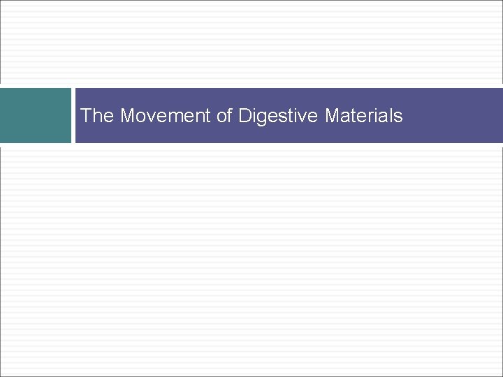 The Movement of Digestive Materials 