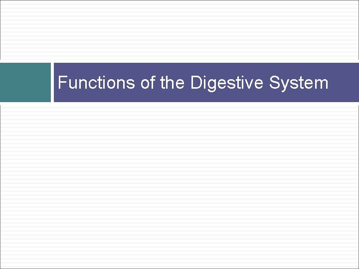 Functions of the Digestive System 