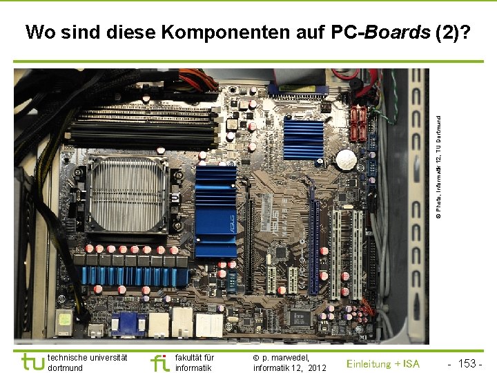 TU Dortmund © Photo, Informatik 12, TU Dortmund Wo sind diese Komponenten auf PC-Boards