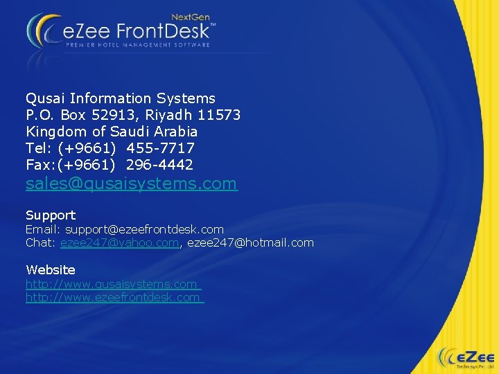 Qusai Information Systems P. O. Box 52913, Riyadh 11573 Kingdom of Saudi Arabia Tel: