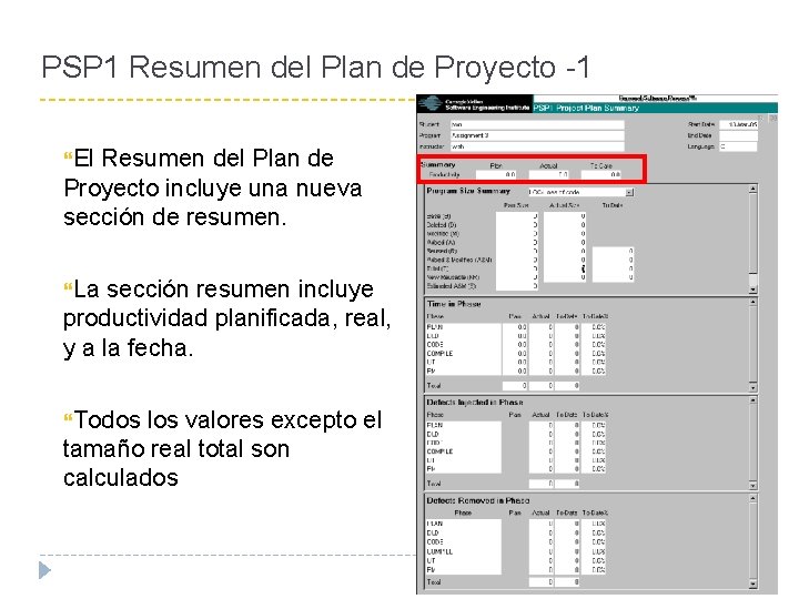 PSP 1 Resumen del Plan de Proyecto -1 El Resumen del Plan de Proyecto