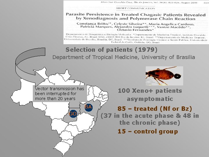 Selection of patients (1979) Department of Tropical Medicine, University of Brasilia Vector transmission has