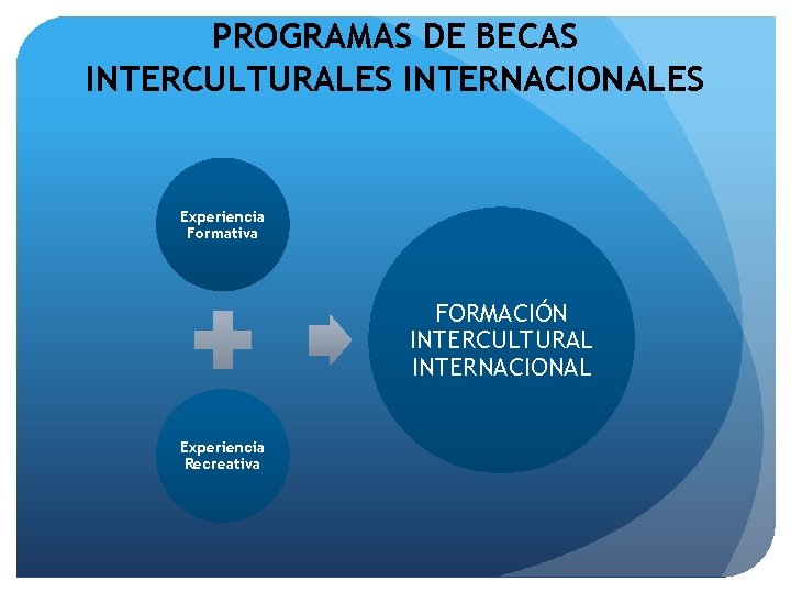 PROGRAMAS DE BECAS INTERCULTURALES INTERNACIONALES Experiencia Formativa FORMACIÓN INTERCULTURAL INTERNACIONAL Experiencia Recreativa 
