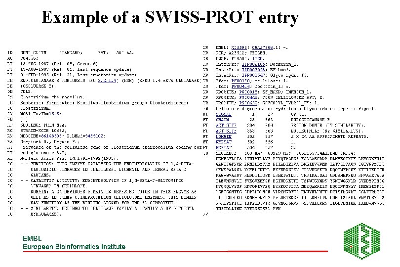 Example of a SWISS-PROT entry 