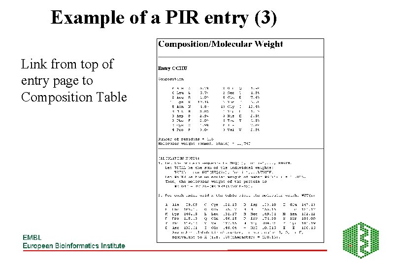 Example of a PIR entry (3) Link from top of entry page to Composition