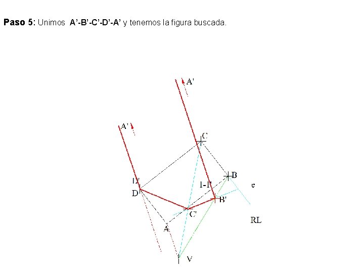 Paso 5: Unimos A’-B’-C’-D’-A’ y tenemos la figura buscada. 