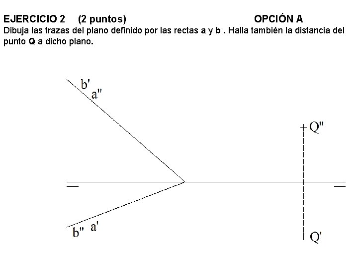 EJERCICIO 2 (2 puntos) OPCIÓN A Dibuja las trazas del plano definido por las
