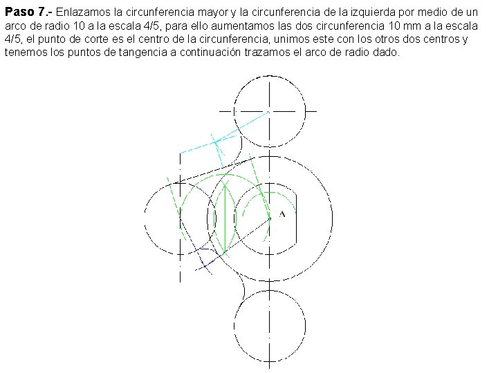 Paso 7. - Enlazamos la circunferencia mayor y la circunferencia de la izquierda por
