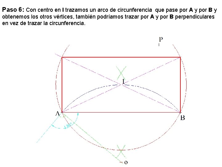 Paso 6: Con centro en I trazamos un arco de circunferencia que pase por