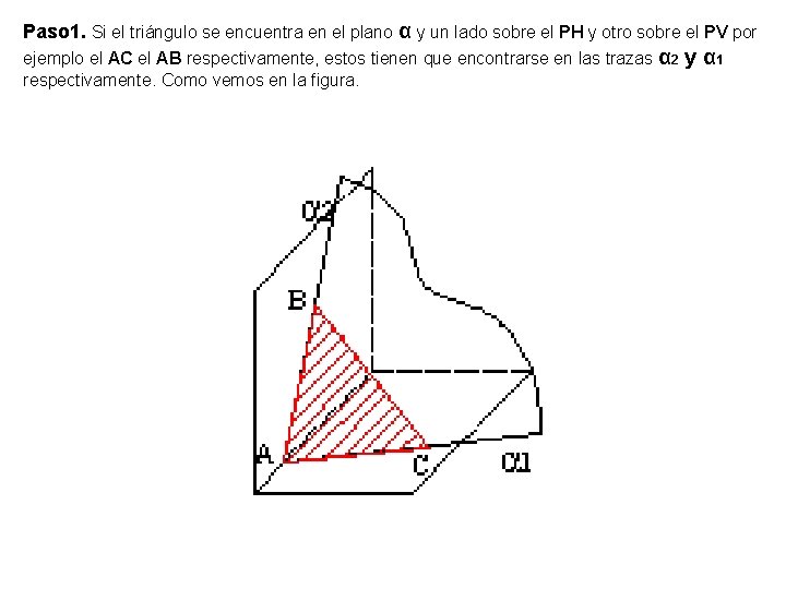 Paso 1. Si el triángulo se encuentra en el plano α y un lado