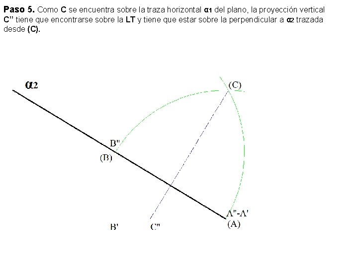 Paso 5. Como C se encuentra sobre la traza horizontal α 1 del plano,